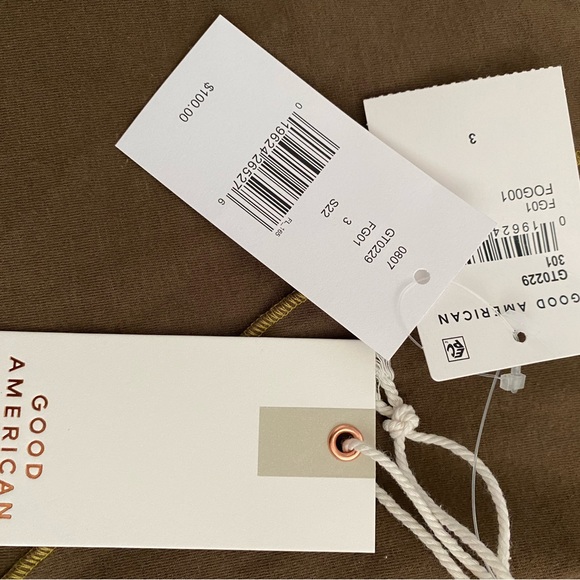 NWT Good American Cotton Exposed Seam Crop Long Sleeve Top 3 - Picture 11 of 11